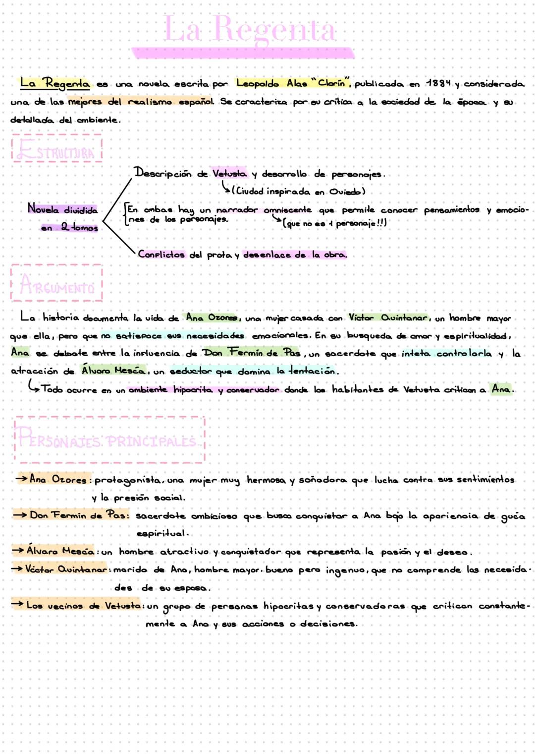 # La Regenta
La Regenta es una novela escrita por Leopoldo Alas "Clorin, publicada en 1884 y considerada
una de las mejores del realismo es