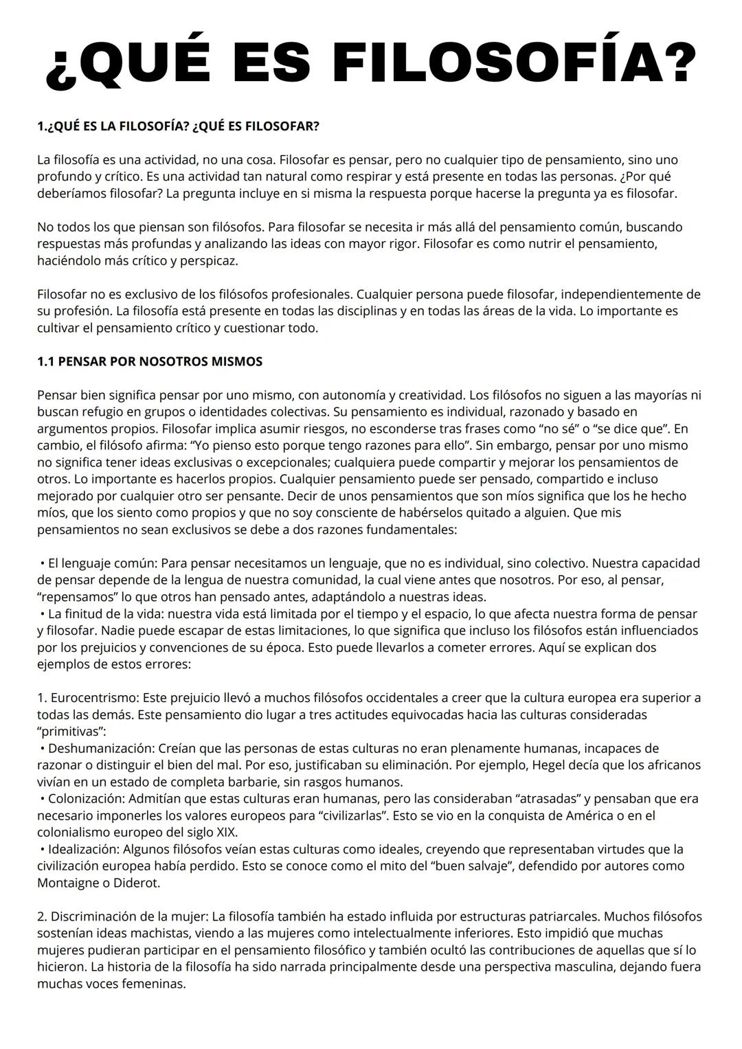 # ¿QUÉ ES FILOSOFÍA?
1.¿QUÉ ES LA FILOSOFÍA? ¿QUÉ ES FILOSOFAR?
La filosofía es una actividad, no una cosa. Filosofar es pensar, pero no c