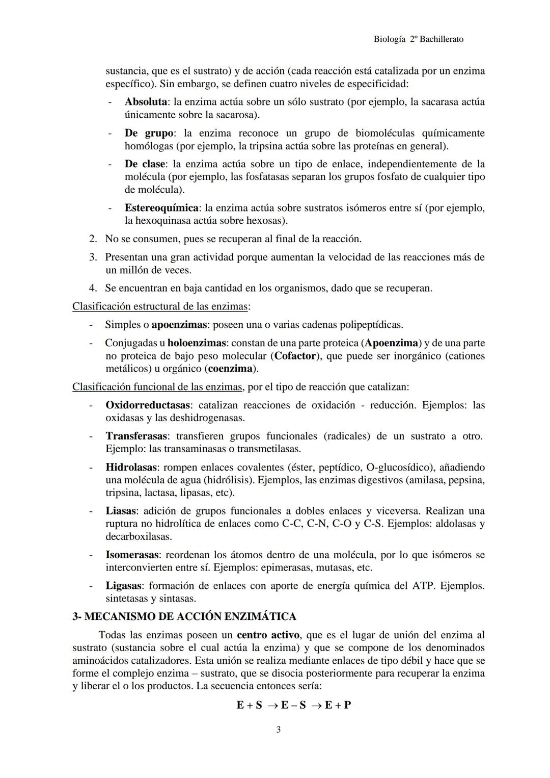 Biología 2º Bachillerato
# TEMA 3C: ENZIMAS
1- INTRODUCCIÓN
2- LAS ENZIMAS
3- MECANISMO DE ACCIÓN ENZIMÁTICA
4- FACTORES QUE INFLUYEN E