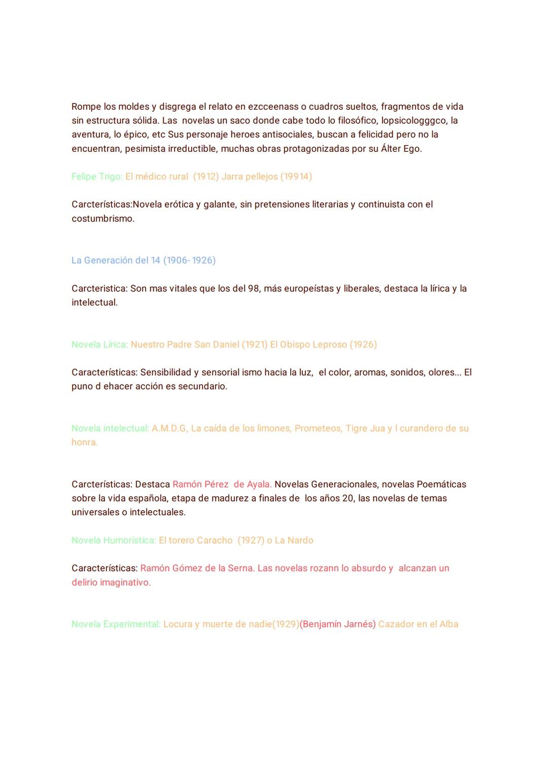 Novela del s XX hasta 1939 TEMA 1
Generación del 98: (Influida por el desastre y el auge del irracionalismo europeo)
Obras: 1902-Amor y pe