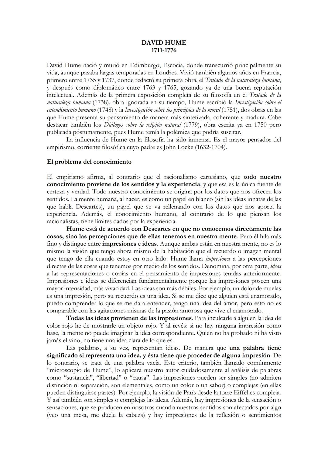 # DAVID HUME
1711-1776
David Hume nació y murió en Edimburgo, Escocia, donde transcurrió principalmente su
vida, aunque pasaba largas tempor