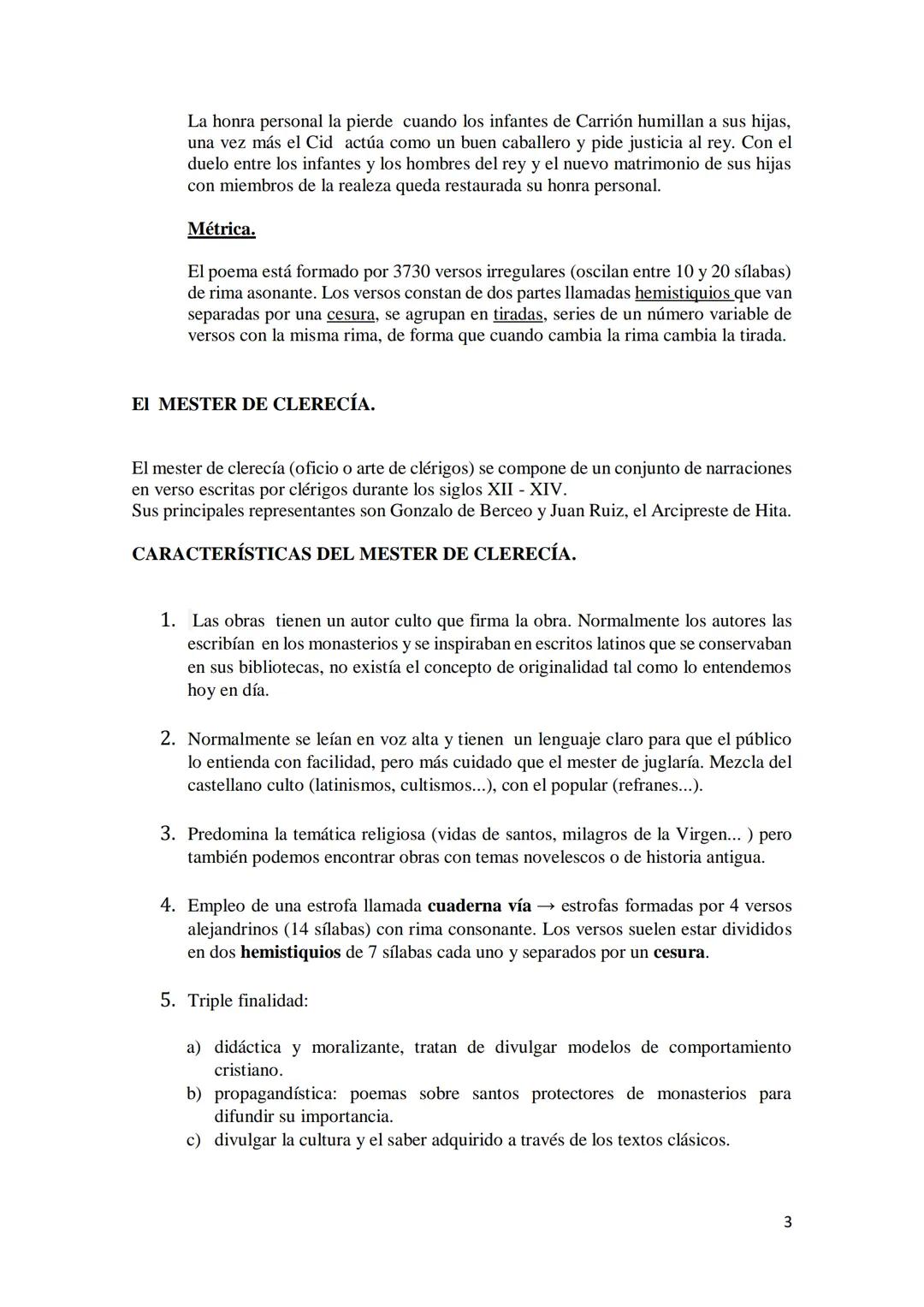 --- OCR Start ---
LITERATURA EDAD MEDIA II (UNIDAD3)
LA POESÍA NARRATIVA MEDIEVAL: MESTER DE JUGLARÍA Y MESTER DE
CLERECÍA.
EI MESTER DE JUG