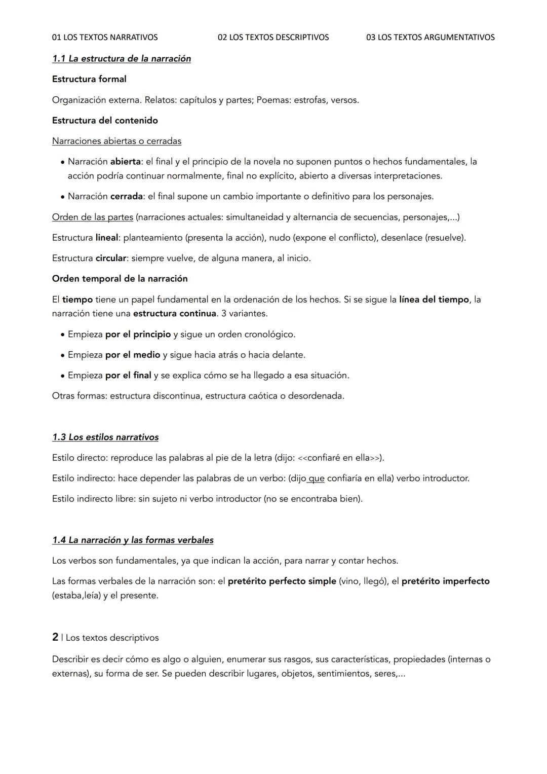 01 LOS TEXTOS NARRATIVOS
02 LOS TEXTOS DESCRIPTIVOS
03 LOS TEXTOS ARGUMENTATIVOS
UNIDAD 3
Las modalidades textuales
1 I Los textos narra