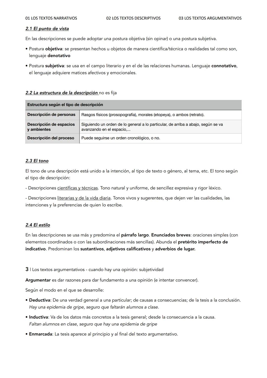 01 LOS TEXTOS NARRATIVOS
02 LOS TEXTOS DESCRIPTIVOS
03 LOS TEXTOS ARGUMENTATIVOS
UNIDAD 3
Las modalidades textuales
1 I Los textos narra