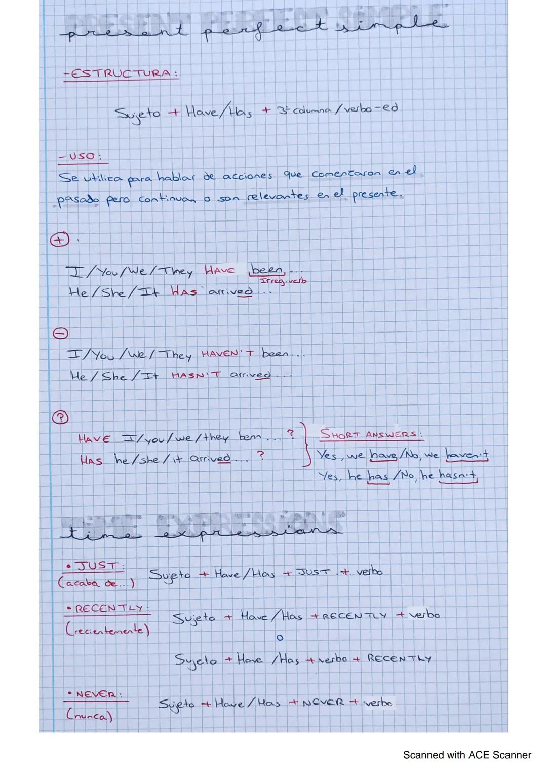 # present perfect simple
-ESTRUCTURA:
Sujeto + Have/Has + 3 columna/verbo-ed
-USO:
Se utiliza para hablar de acciones que Comenzaron en