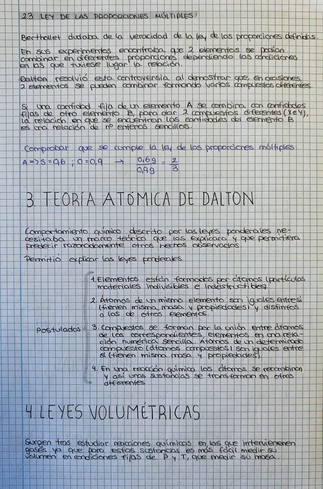 --- OCR Start ---
2.3 LEY DE LAS PROPORCIONES MÚLTIPLES
Berthollet dudaba de la veracidad de la ley de los proporciones definidas.
En sus ex