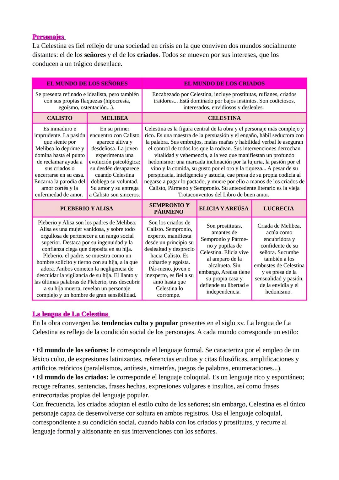 --- OCR Start ---
LA CELESTINA
La Celestina o Tragicomedia de Calisto y Melibea es la obra capital del siglo xv y una de las más
sobresalien