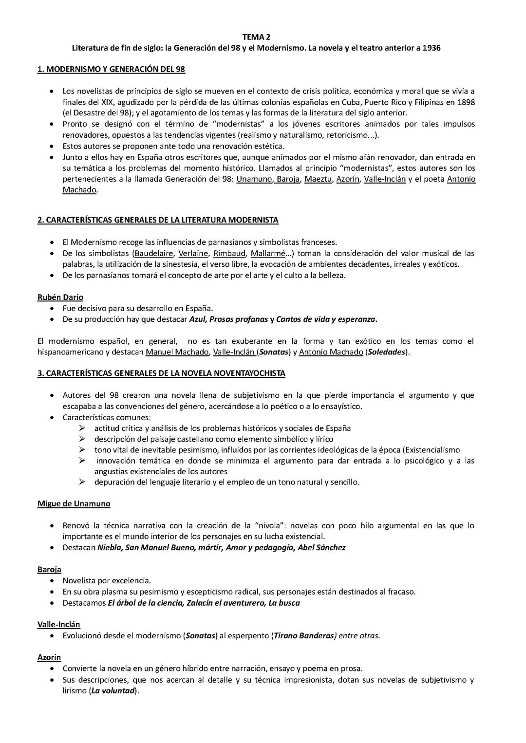 Generación 98 y el Modernismo