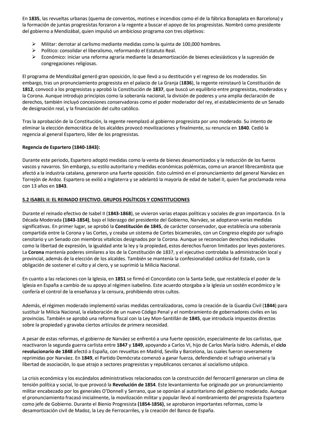 # TEMA 5
LA CONSTRUCCIÓN DEL ESTADO LIBERAL (1833-1874)
5.1 ISABEL II: LAS REGENCIAS, LAS GUERRAS CARLISTAS, GRUPOS POLÍTICOS, EL ESTATUTO