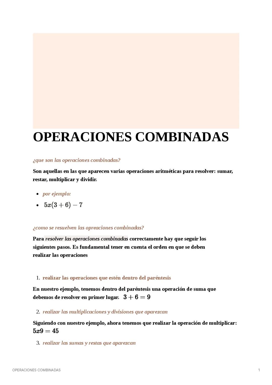 OPERACIONES COMBINADAS
