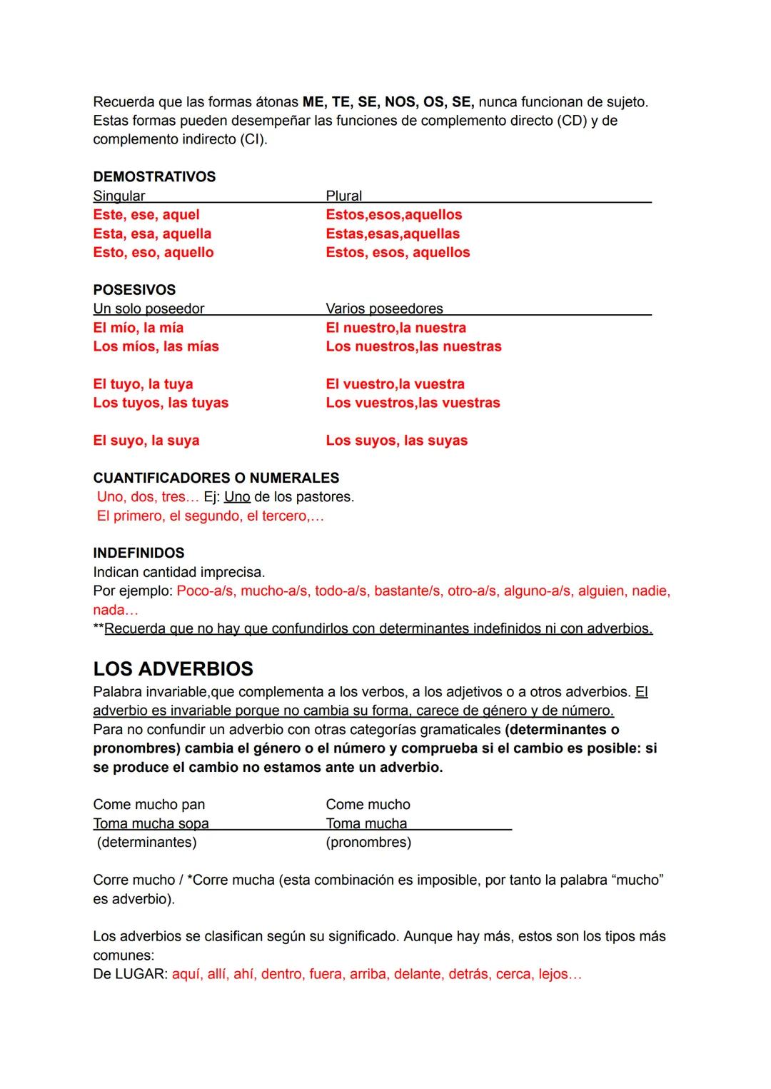 --- OCR Start ---
Clases de palabras:
REPASO MORFOLOGÍA
a. Palabras variables:
SUSTANTIVO, ADJETIVO, VERBO, PRONOMBRE Y DETERMINANTES
b. Pal