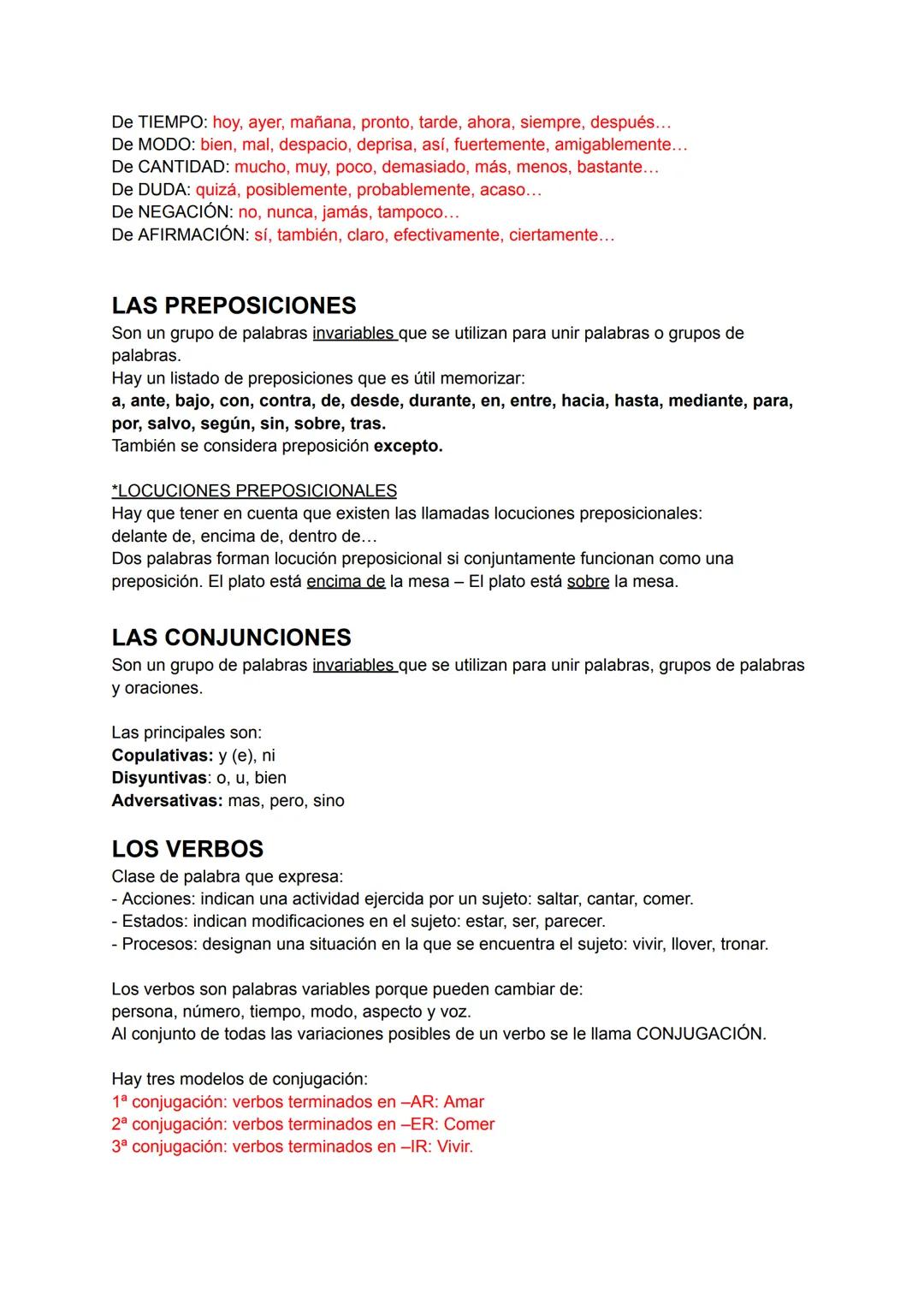 --- OCR Start ---
Clases de palabras:
REPASO MORFOLOGÍA
a. Palabras variables:
SUSTANTIVO, ADJETIVO, VERBO, PRONOMBRE Y DETERMINANTES
b. Pal