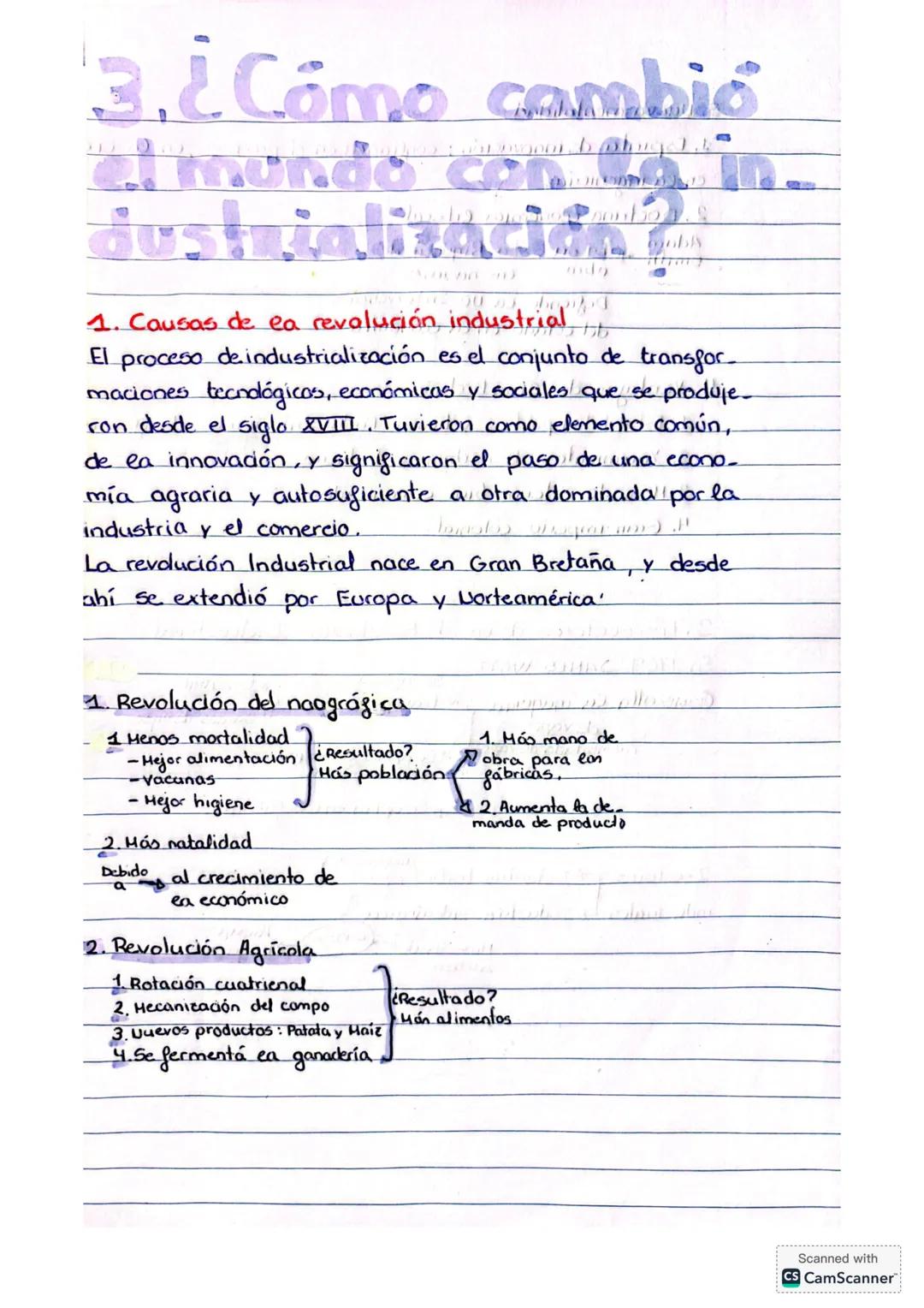 3.¿Cómo cambió
el mundo con la in
dustrialización?
1. Causas de ea revolución industrial
El proceso de industrialización es el conjunto de