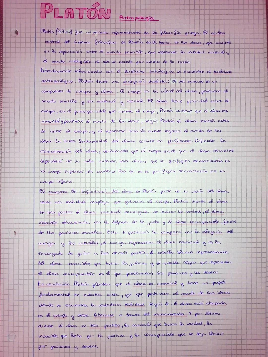 # PLATÓN
Antropologia
Platón (427a.c) que un máximo representante de la plosofía griega. El núcleo
central del sistema filosofico de Plasó