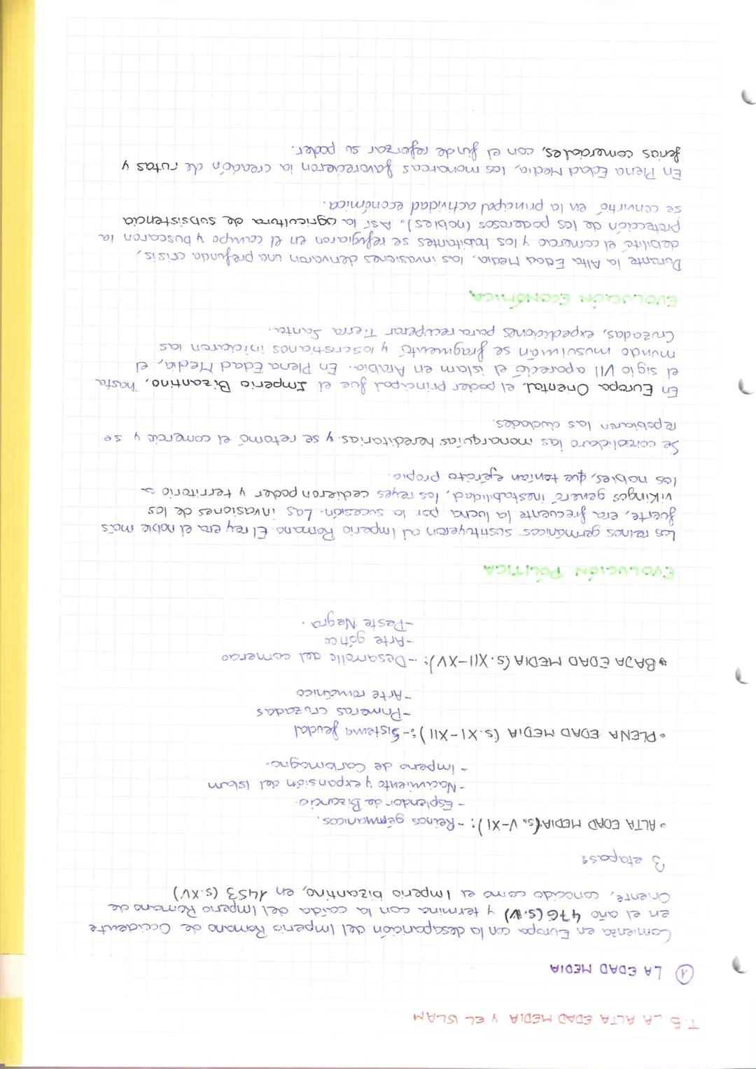 T5A ALTA EDAD MEDIA Y EL ISLAM
LA EDAD MEDIA
Comienza en Europa con la desaparición del Imperio Romano de Occidente
en el año 476 (s.) y t