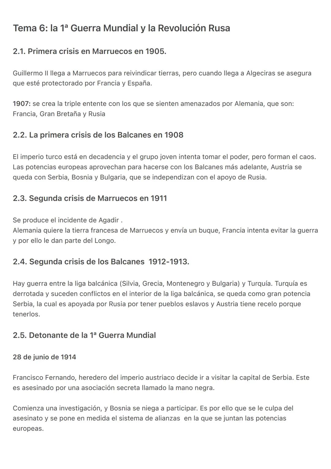 # Tema 6: la 1^{a} Guerra Mundial y la Revolución Rusa
2.1. Primera crisis en Marruecos en 1905.
Guillermo II llega a Marruecos para reivin