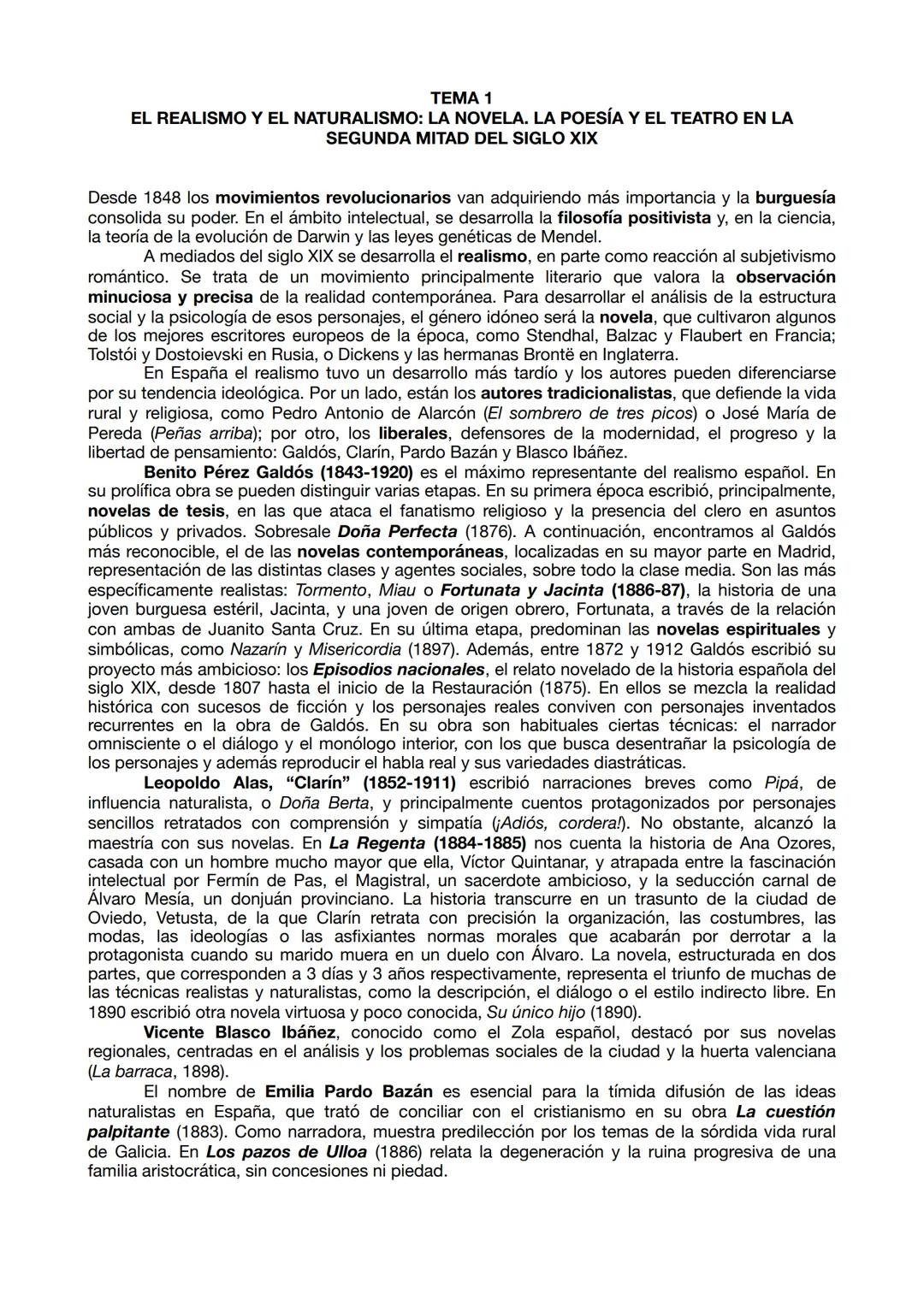 # TEMA 1
EL REALISMO Y EL NATURALISMO: LA NOVELA. LA POESÍA Y EL TEATRO EN LA
SEGUNDA MITAD DEL SIGLO XIX
Desde 1848 los movimientos revolu
