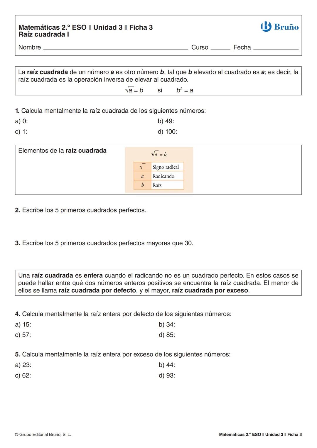 Matemáticas 2.º ESO Unidad 3 Ficha 2
Potencias de exponente entero II
Nombre _______________________________________________________________