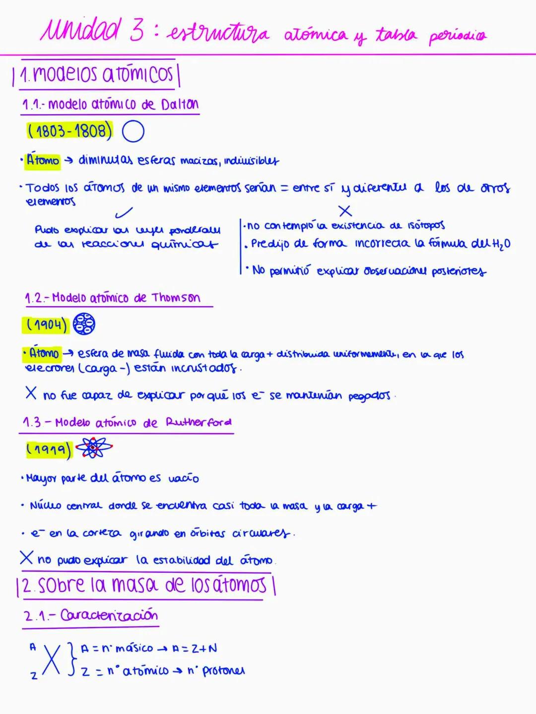 --- OCR Start ---
unidad 3: estructura atómica y tabla periodica
11. modelos atómMICOS
1.1.- modelo atómico de Dalton
(1803-1808)
• Atomo di