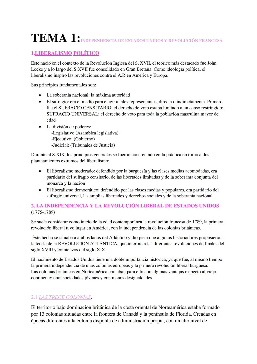 # TEMA 1: INDEPENDENCIA DE ESTADOS UNIDOS Y REVOLUCIÓN FRANCESA
1.LIBERALISMO POLÍTICO
Este nació en el contexto de la Revolución Inglesa