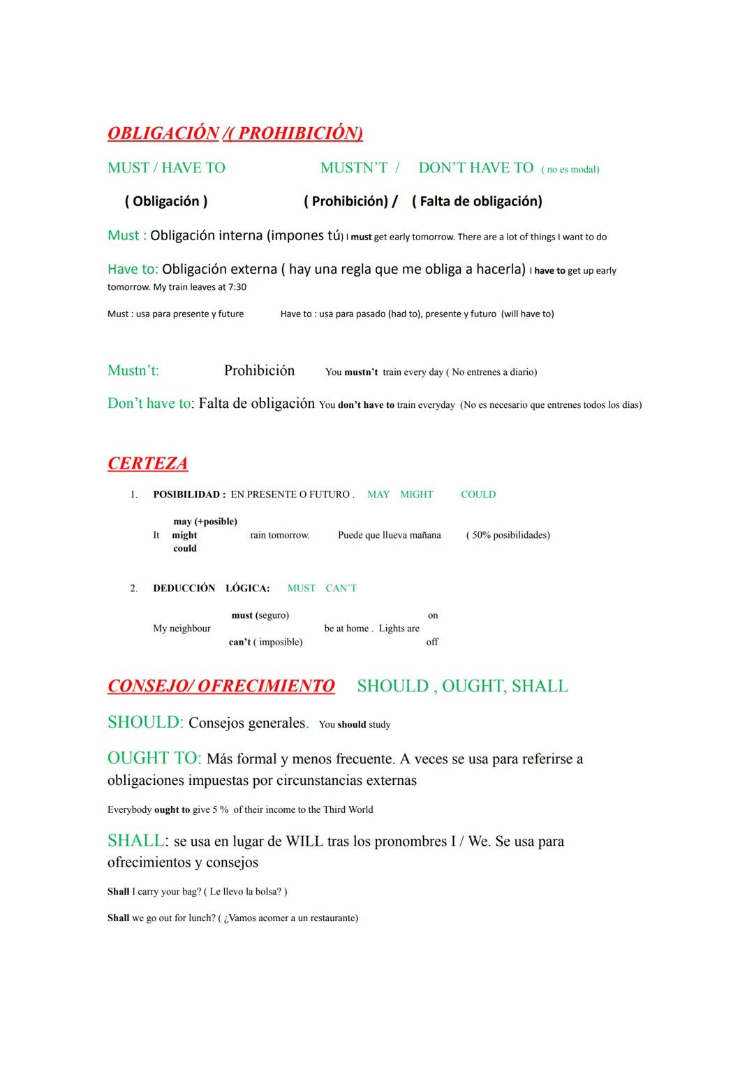 # MODAL VERBS
## 1 CARACTERÍSTICAS
1. No añaden -s en tercera persona del singular She can swim (NO She eans.....)
2. No usan DO/DOES pa