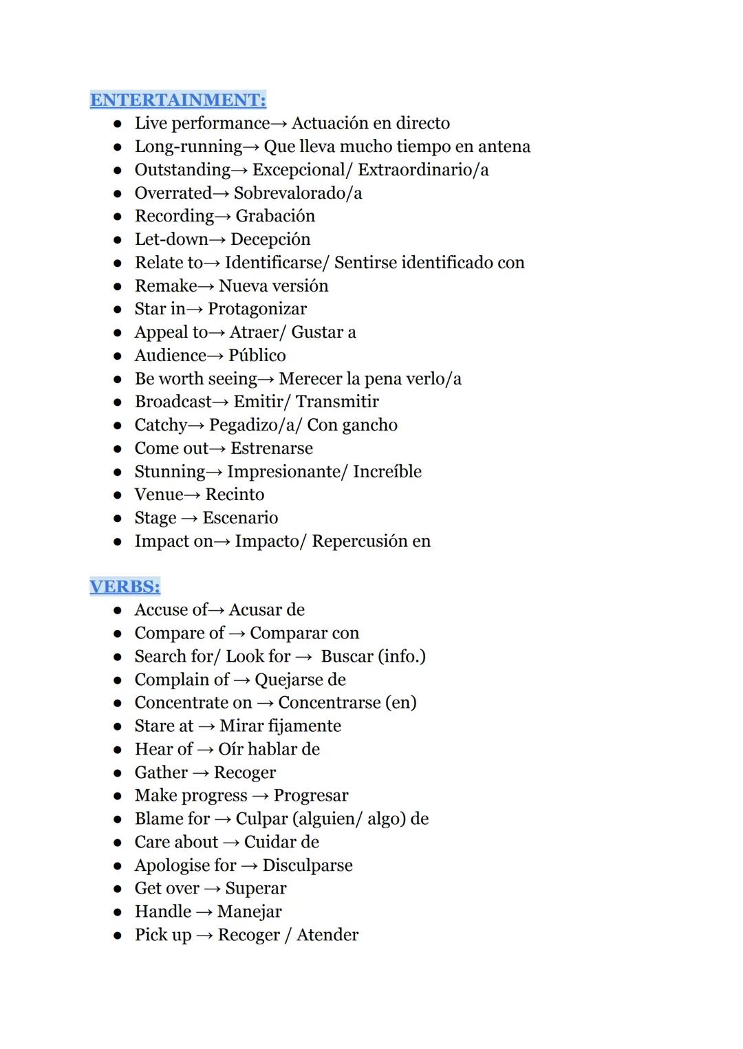 # INGLÉS 1º ВТО
VOCABULARY:
RANDOM:
* Poverty → Pobreza
* Turn round → Dar la vuelta
* Carpet → Alfombra
* Survey → Encuesta
*