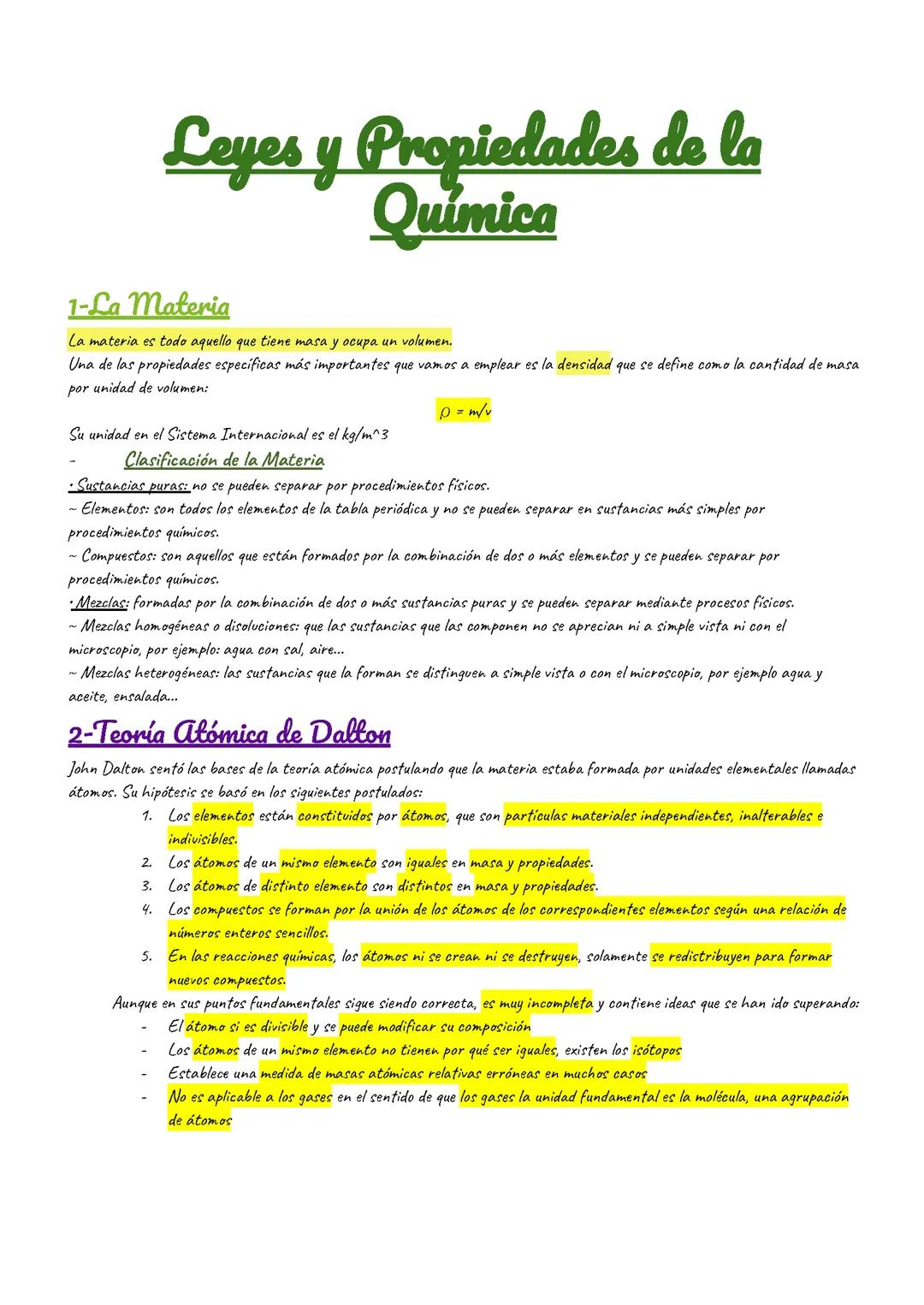 Leyes y Propiedades de la Química