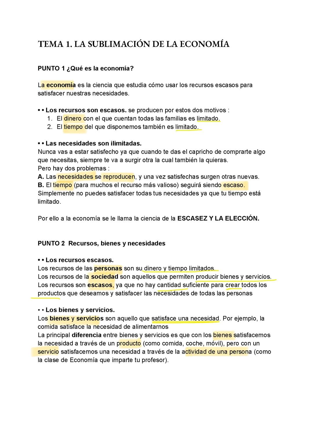 Economía tema 1 LA SUBLIMACIÓN.