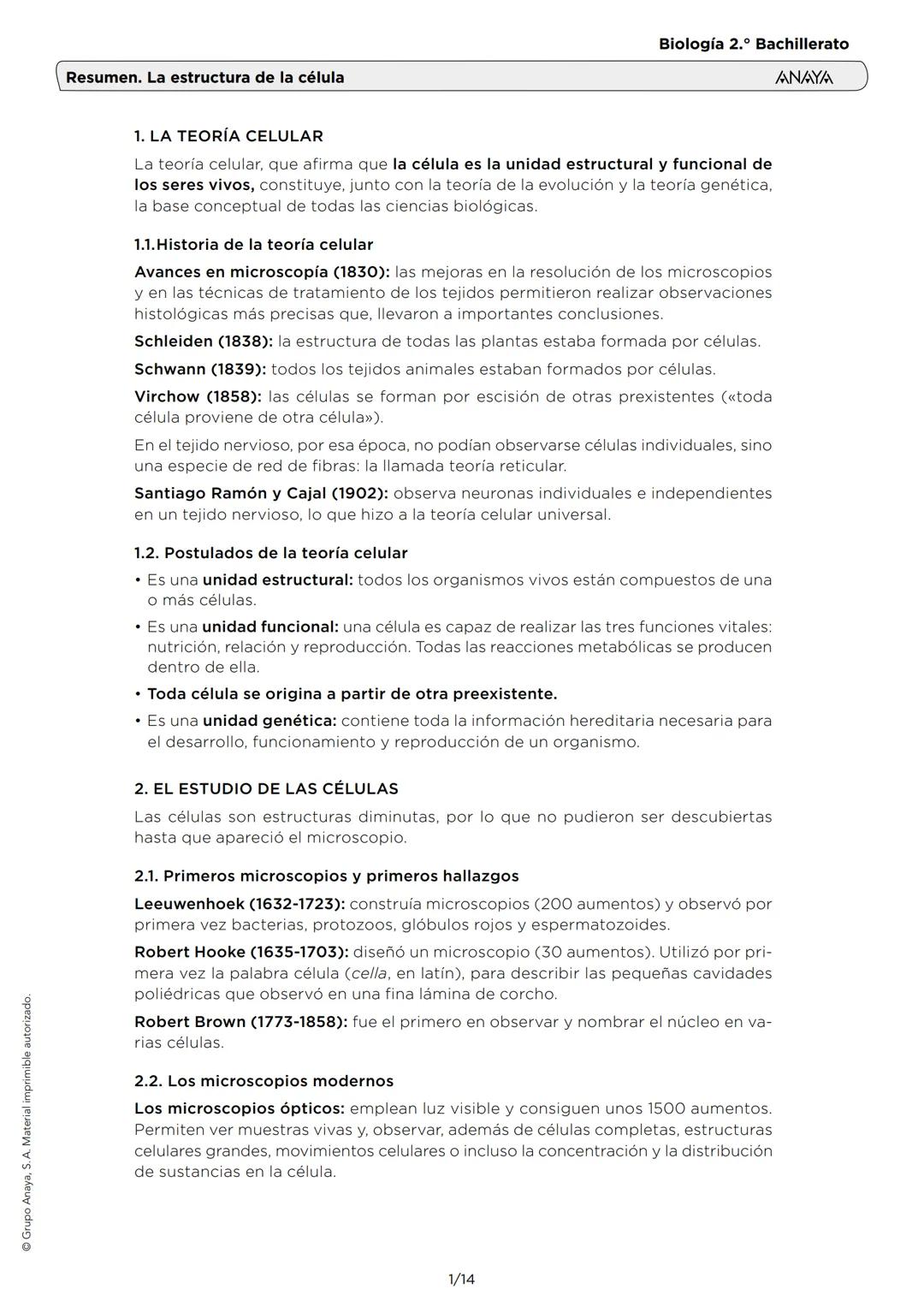 La estructura de la célula