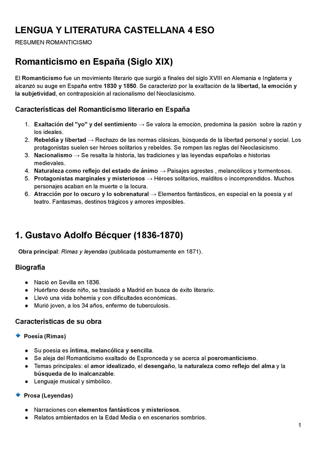 ROMANTICISMO EN ESPAÑA 4ESO