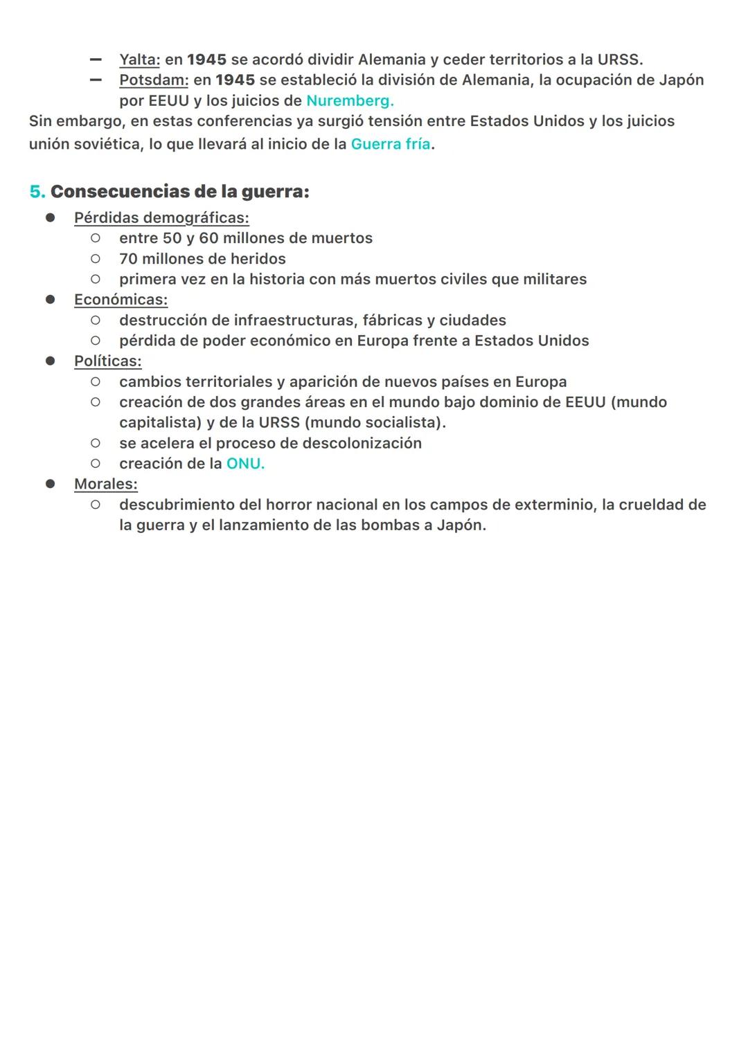 T5: La 2<sup>o</sup> Guerra Mundial
1. Causas de la Segunda Guerra Mundial:
- TRATADO DE VERSALLES: con las condiciones que se habían impues