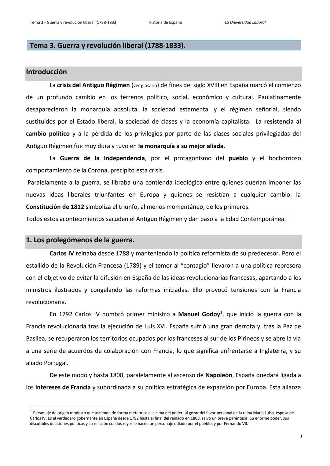 --- OCR Start ---
Tema 3.- Guerra y revolución liberal (1788-1833)
Historia de España
IES Universidad Laboral
Tema 3. Guerra y revolución li