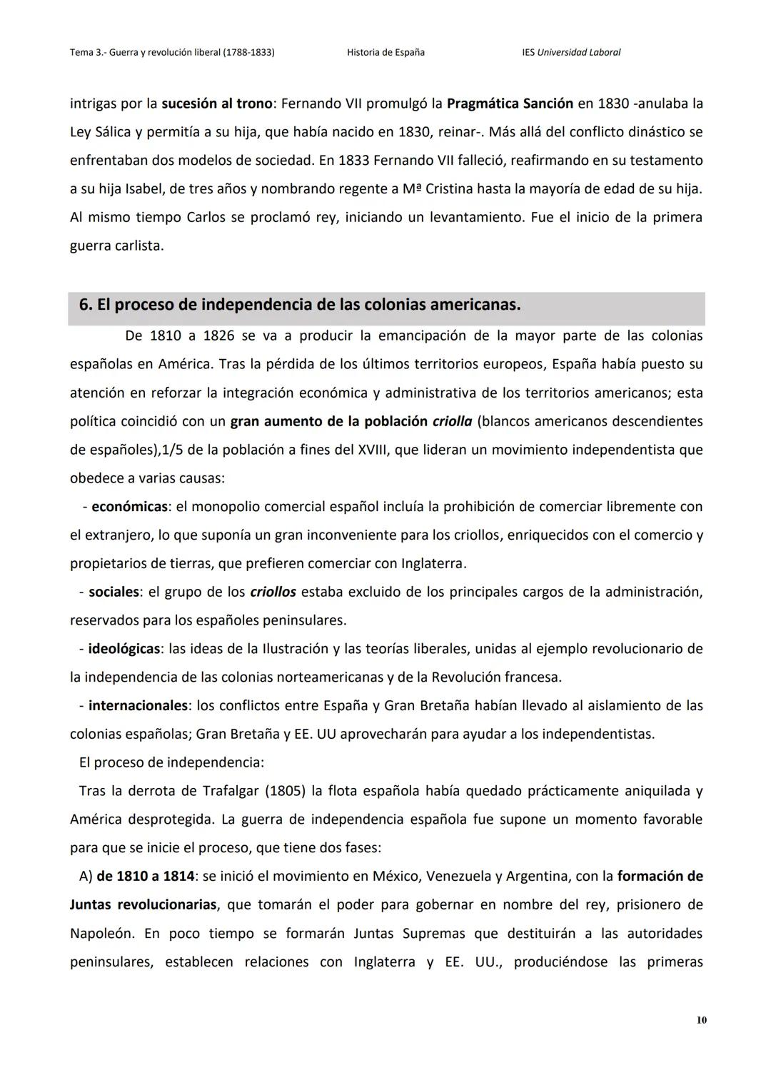 --- OCR Start ---
Tema 3.- Guerra y revolución liberal (1788-1833)
Historia de España
IES Universidad Laboral
Tema 3. Guerra y revolución li