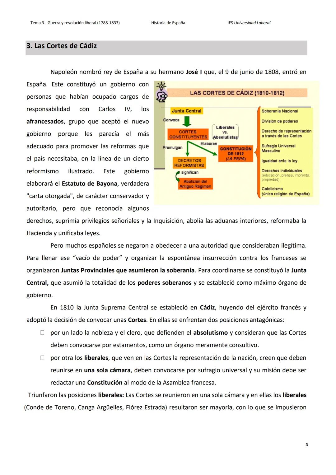 --- OCR Start ---
Tema 3.- Guerra y revolución liberal (1788-1833)
Historia de España
IES Universidad Laboral
Tema 3. Guerra y revolución li