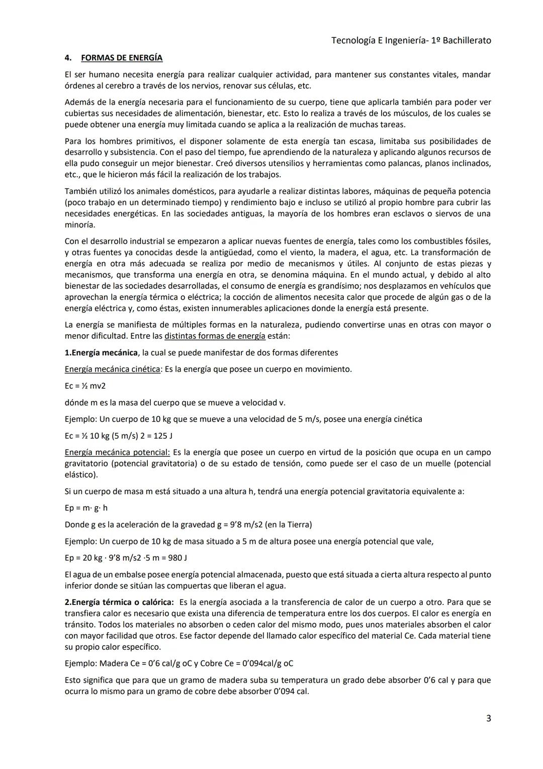 Tecnología E Ingeniería- 1º Bachillerato
BLOQUE DE ENERGÍA Tecnología E Ingeniería- 1º Bachillerato
INDICE
TEMA 1 INTRODUCCIÓN A LA ENERGÍ