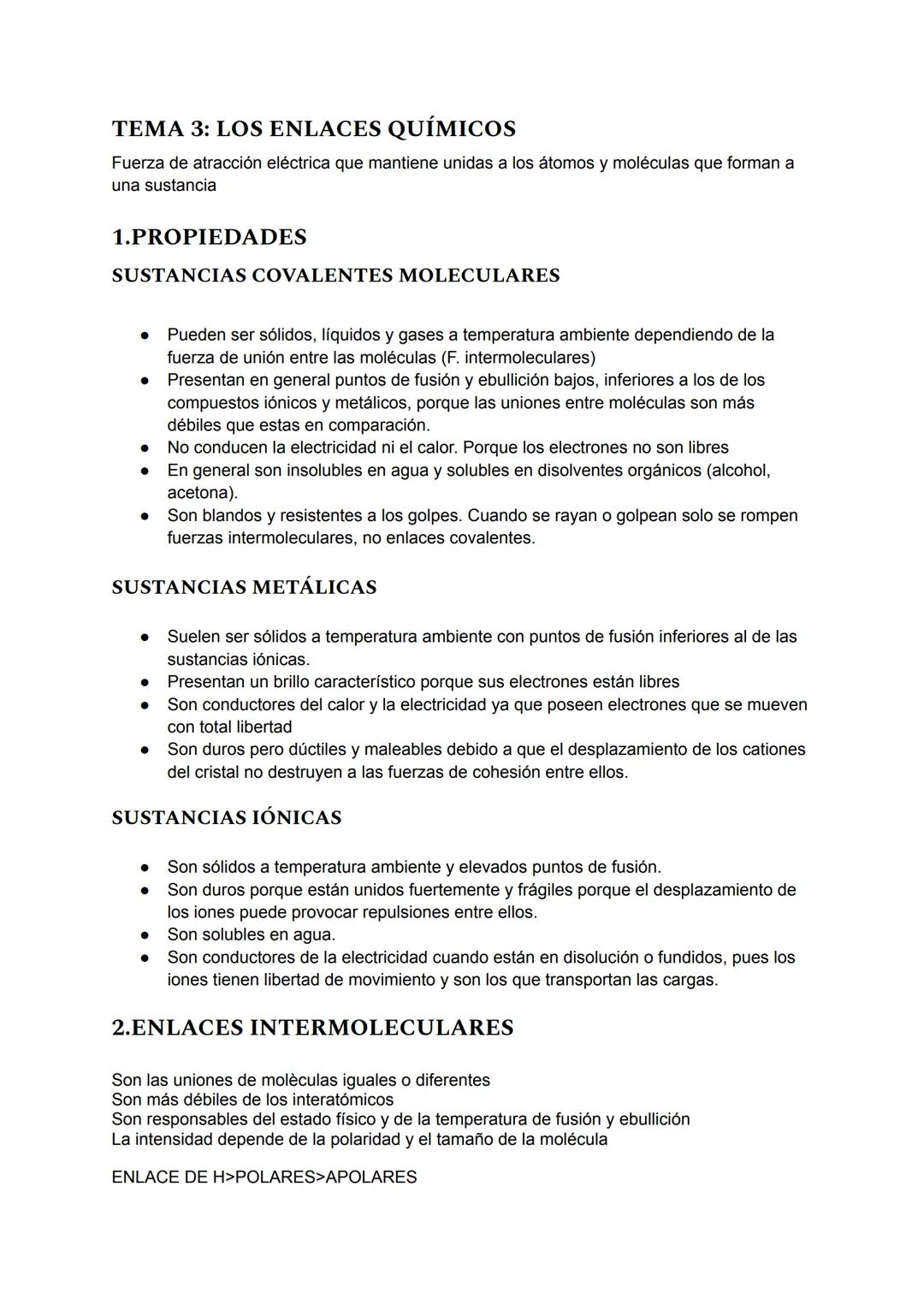 --- OCR Start ---
TEMA 3: LOS ENLACES QUÍMICOS
Fuerza de atracción eléctrica que mantiene unidas a los átomos y moléculas que forman a
una s