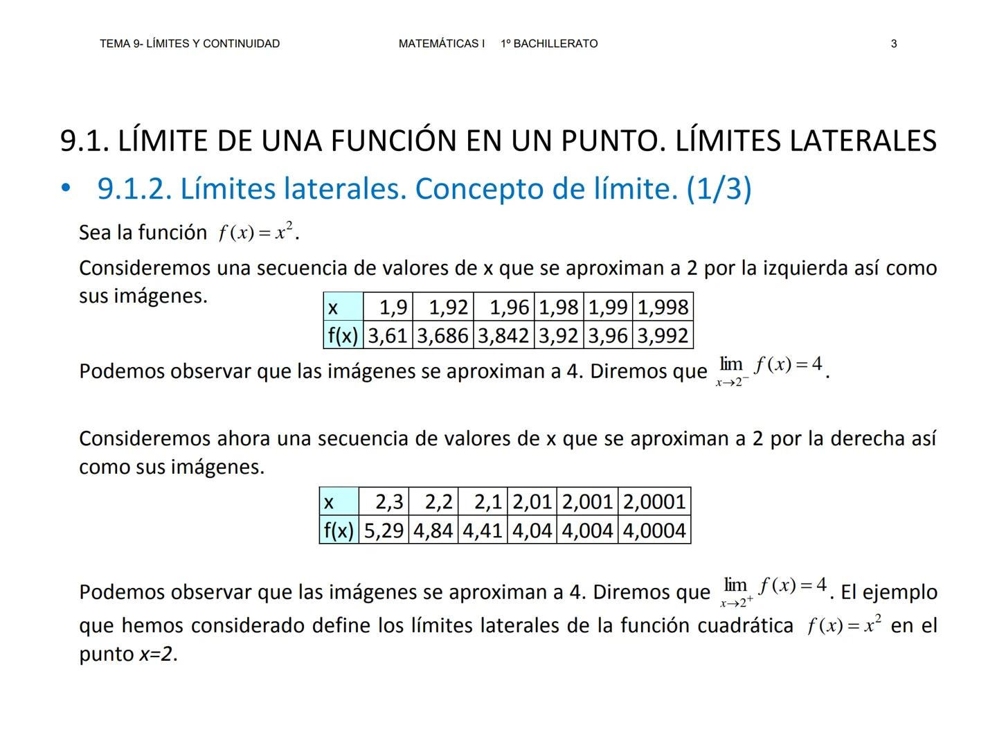 TEMA 9- LÍMITES Y CONTINUIDAD
MATEMÁTICAS I 1º BACHILLERATO
1
TEMA 9
LÍMITES DE FUNCIONES,
CONTINUIDAD Y RAMAS
INFINITAS --- OCR Start ---
T