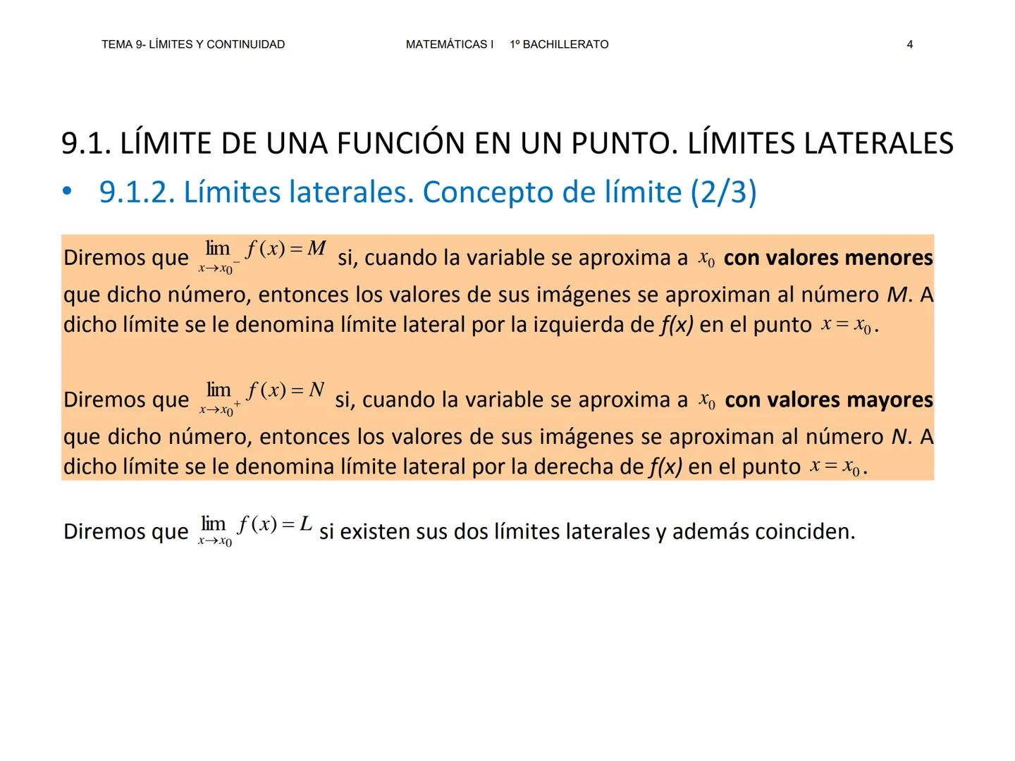 TEMA 9- LÍMITES Y CONTINUIDAD
MATEMÁTICAS I 1º BACHILLERATO
1
TEMA 9
LÍMITES DE FUNCIONES,
CONTINUIDAD Y RAMAS
INFINITAS --- OCR Start ---
T