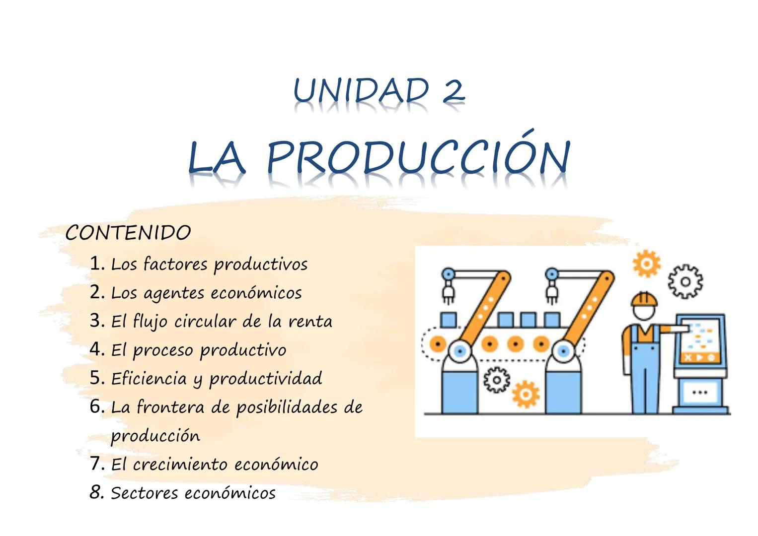UNIPAR 2
LA PRODUCCIÓN
CONTENIDO
1. Los factores productivos
2. Los agentes económicos
3. El flujo circular de la renta
4. El proceso