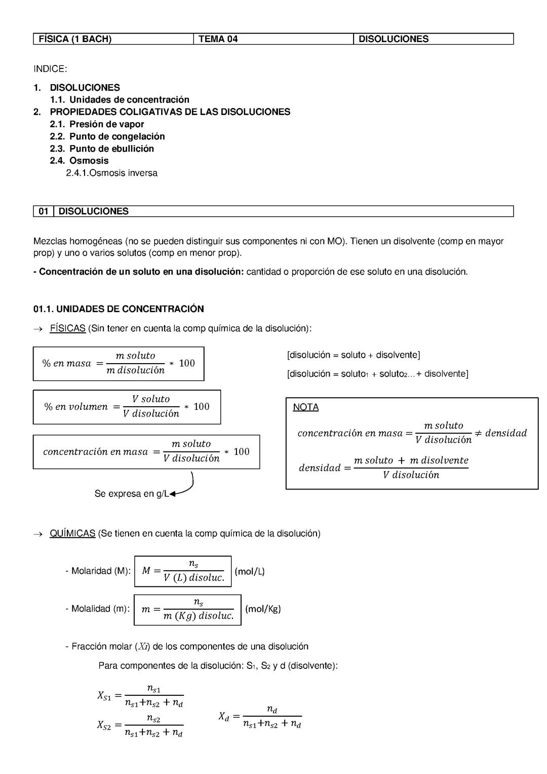 Disoluciones y propiedades coligativas