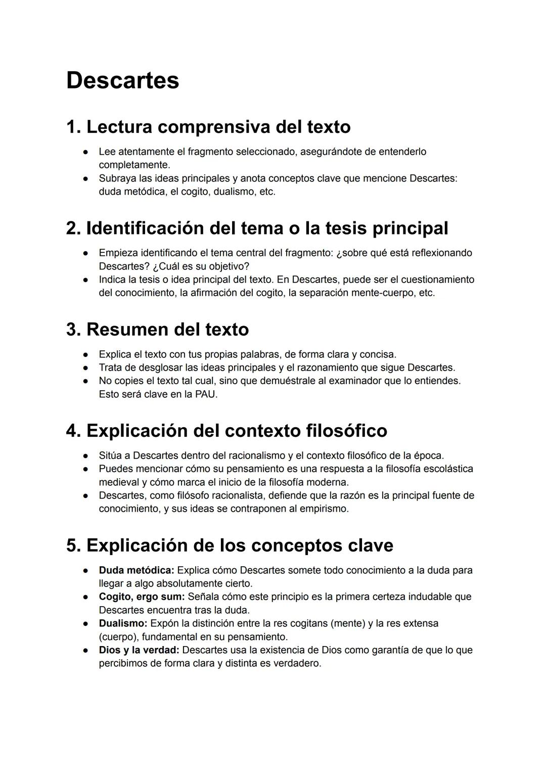 --- OCR Start ---
Descartes
1. Lectura comprensiva del texto
Lee atentamente el fragmento seleccionado, asegurándote de entenderlo
completam