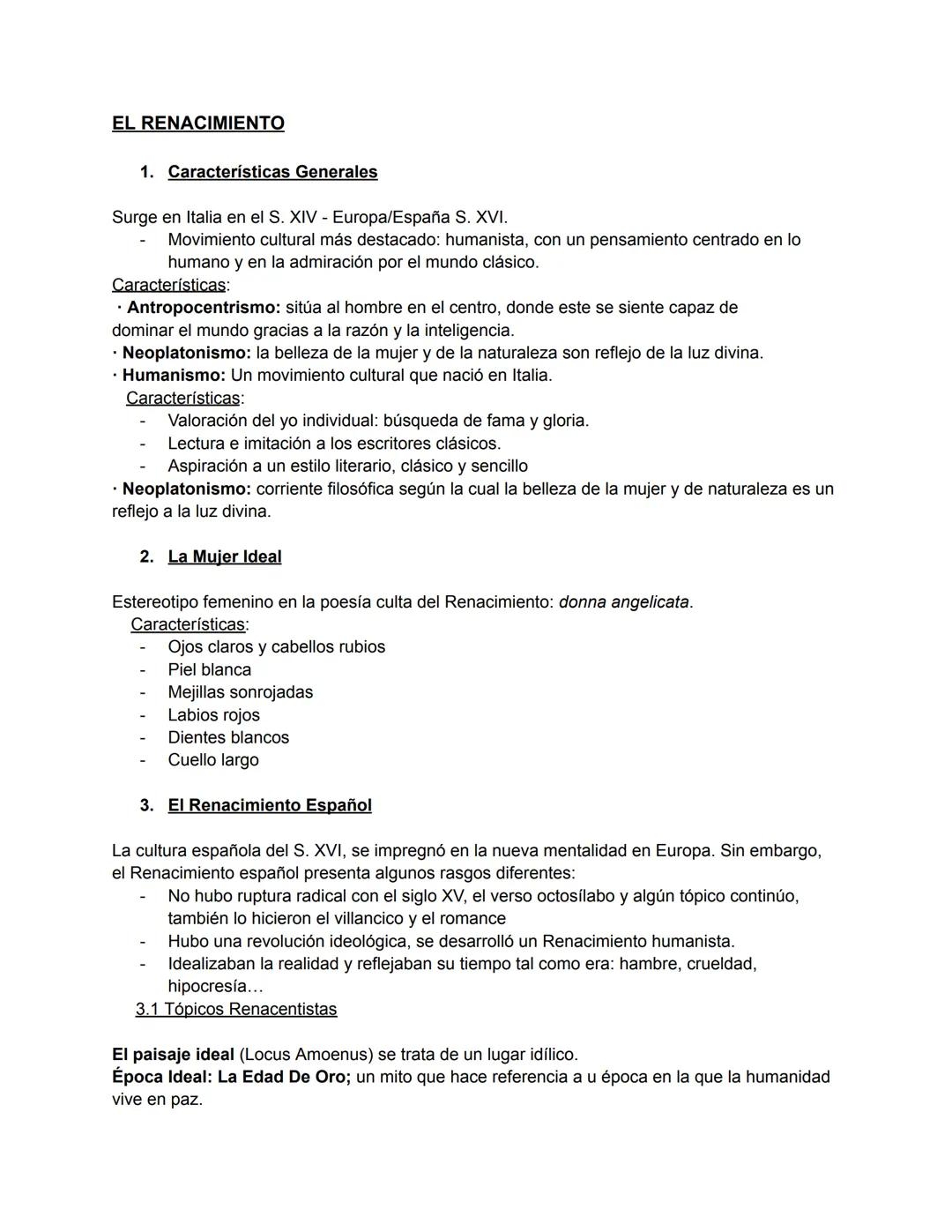 El Renacimiento. Literatura