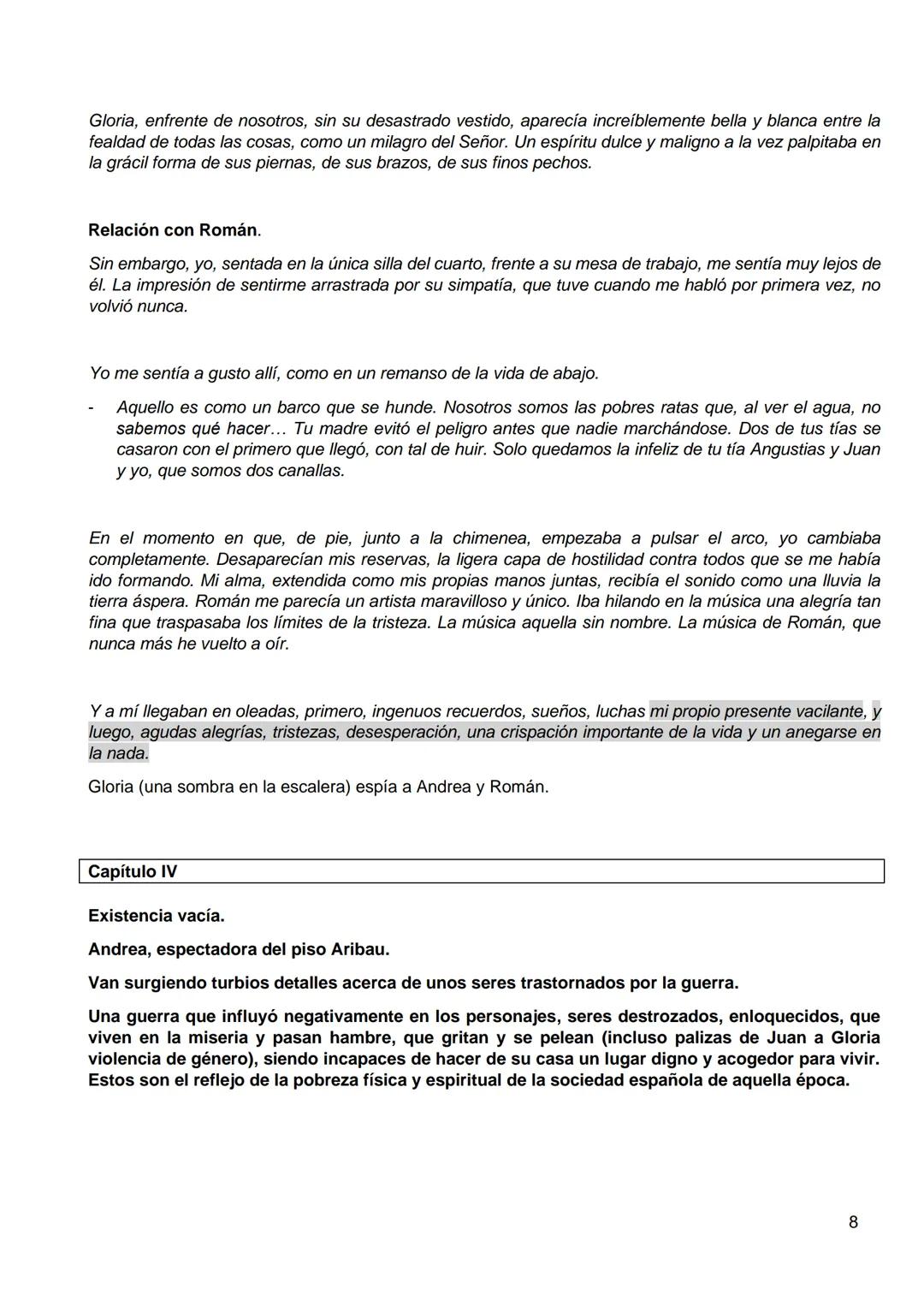 --- OCR Start ---
Primera parte
Capítulos I-IX
Llegada de Andrea- Partida de Angustias
Segunda parte
Capítulos X- XVIII
Nuevas expectativas-