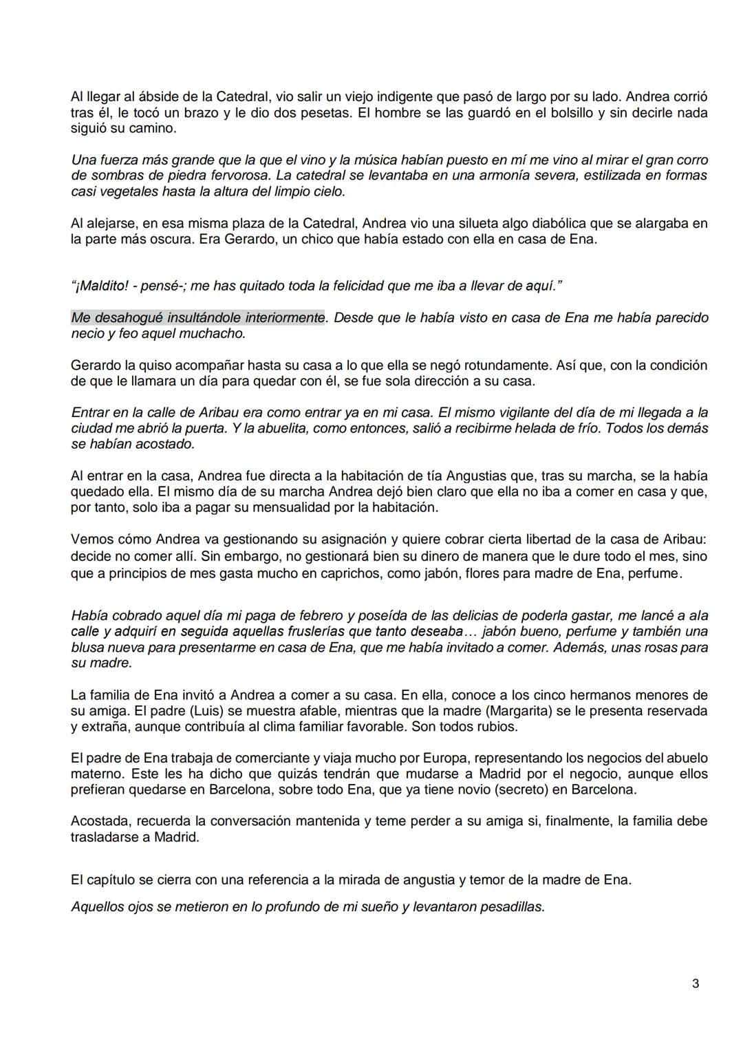 Primera parte
Capítulos I-IX
Llegada de Andrea- Partida de Angustias
Segunda parte
Capítulos X- XVIII
Nuevas expectativas- Fiesta en casa de