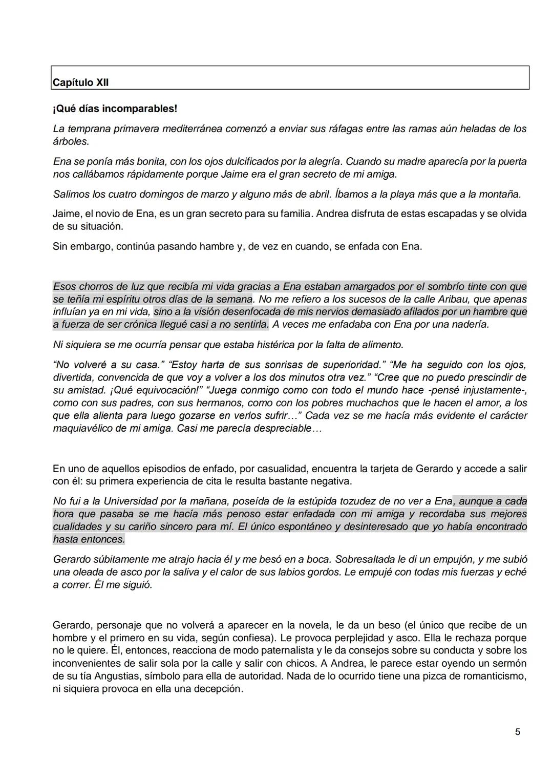 Primera parte
Capítulos I-IX
Llegada de Andrea- Partida de Angustias
Segunda parte
Capítulos X- XVIII
Nuevas expectativas- Fiesta en casa de
