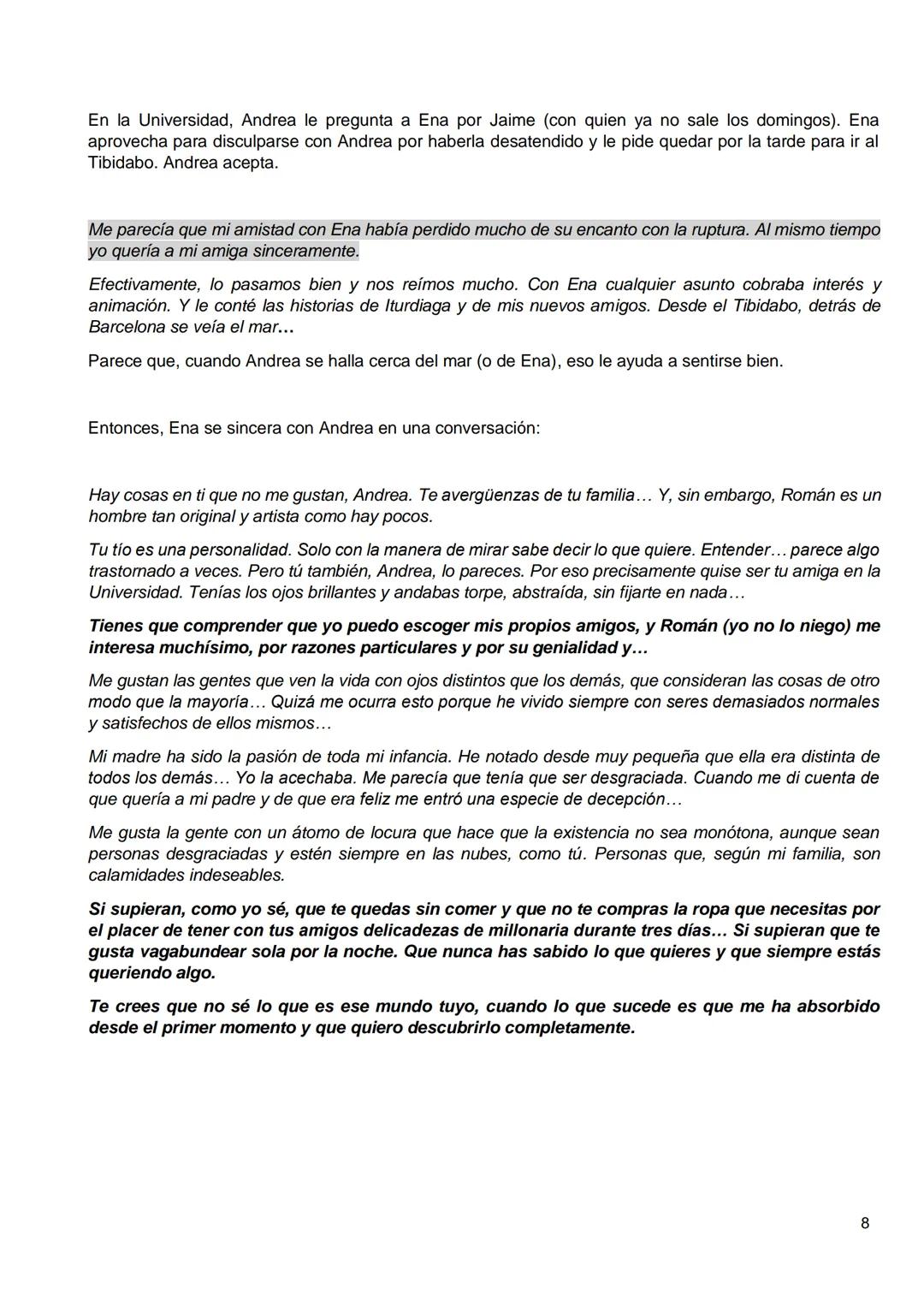 Primera parte
Capítulos I-IX
Llegada de Andrea- Partida de Angustias
Segunda parte
Capítulos X- XVIII
Nuevas expectativas- Fiesta en casa de