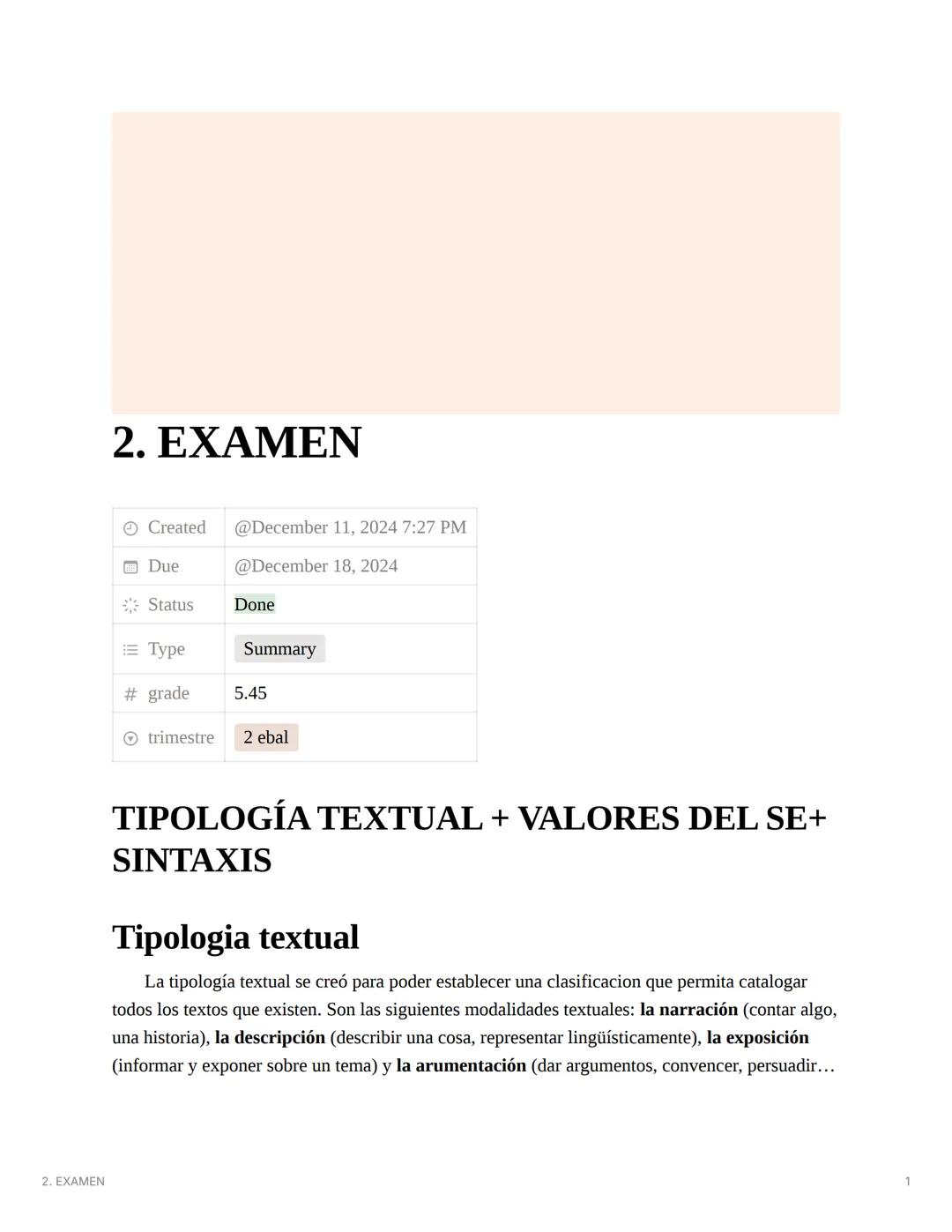 Tipologia textual, valores del se y sintaxis