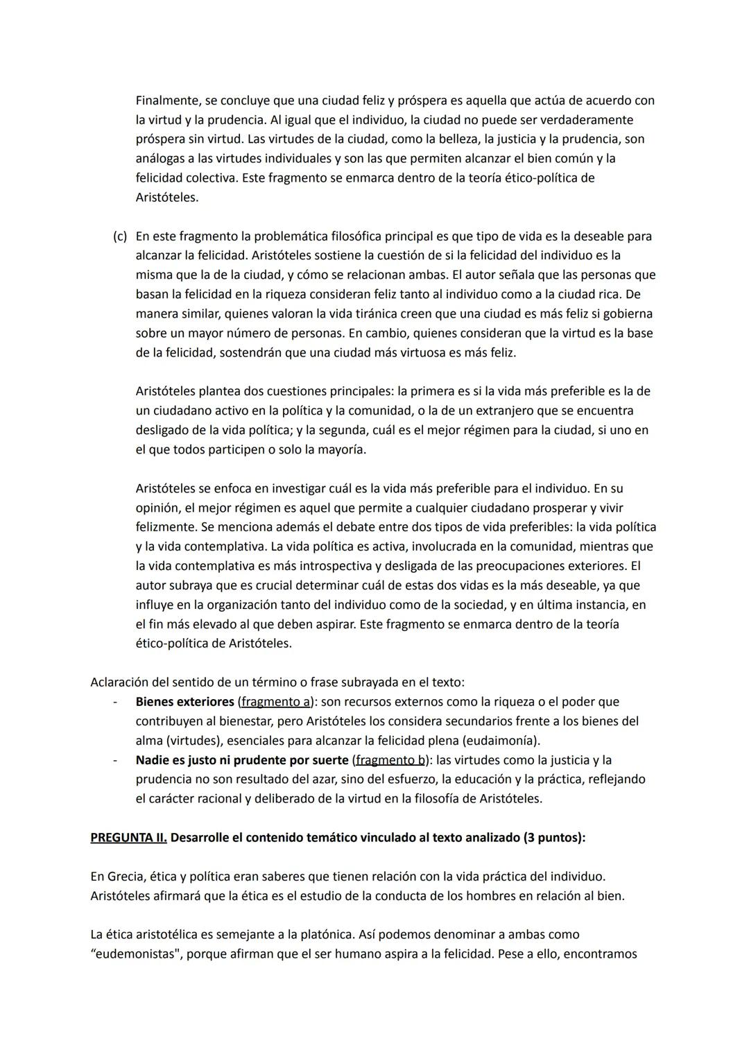 # UNIDAD 2. ARISTÓTELES
TEXTO: Política, libro VII, "Descripción del estado ideal", capítulo 1 (1323a-1324a). Traducción de
Manuela García V
