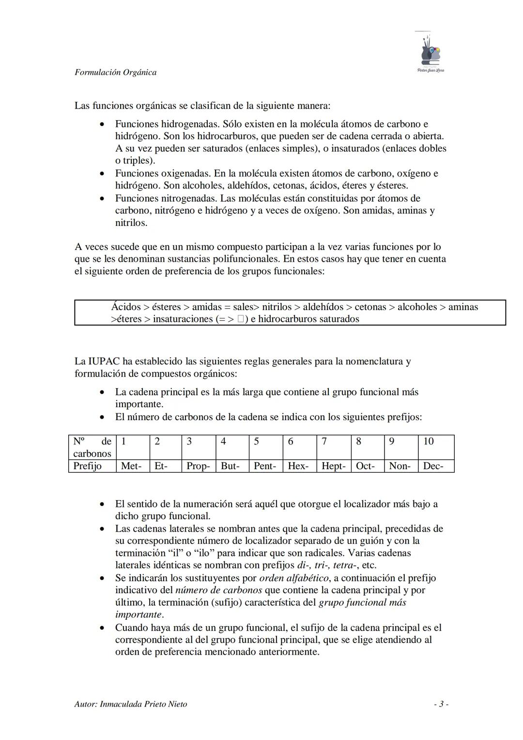 --- OCR Start ---
Formulación Orgánica
FORMULACIÓN Y NOMENCLATURA DE QUÍMICA ORGÁNICA
COMPUESTOS ORGÁNICOS
Los compuestos orgánicos son deno