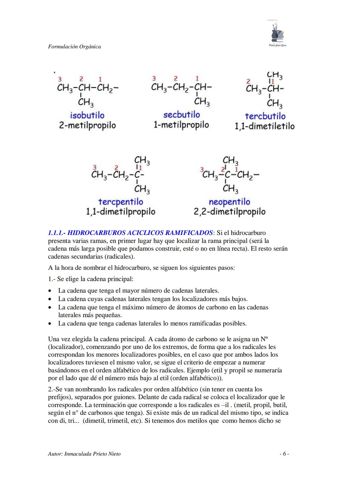 --- OCR Start ---
Formulación Orgánica
FORMULACIÓN Y NOMENCLATURA DE QUÍMICA ORGÁNICA
COMPUESTOS ORGÁNICOS
Los compuestos orgánicos son deno